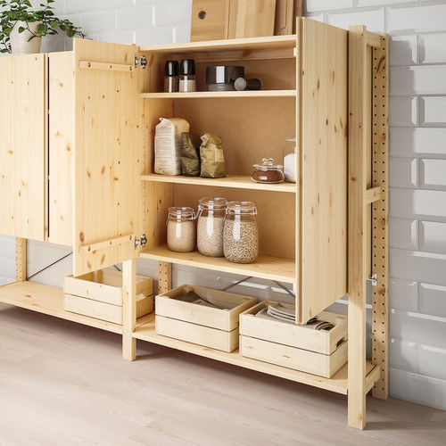 IVAR 2 sections/shelves/cabinet, pine, 174x30x124 cm