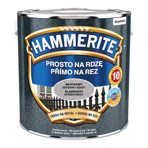 Hammerite Direct To Rust Metal Paint 2.5l, hammered silver-grey