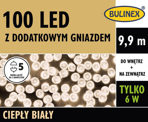 LED Lighting Chain 100 LED 9.9 m, indoor/outdoor, warm white