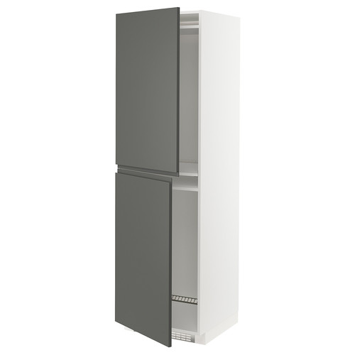 METOD High cabinet for fridge/freezer, white/Voxtorp dark grey, 60x60x200 cm