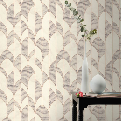 GoodHome Vinyl Wallpaper on Fleece Oldu, white