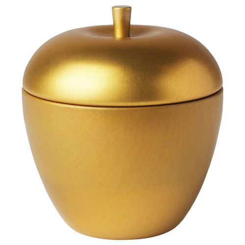 VINTERFINT Scented candle in metal tin, apple-shaped/Winter apples gold-colour, 24 hr