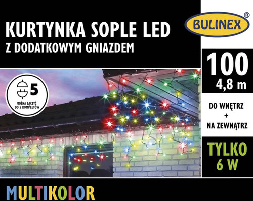 Christmas Curtain Lights In-/Outdoor 100 LED 4.8m, icicles, multicolour