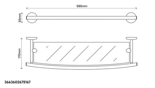 GoodHome Bathroom Shelf Glass Ormara 58.5cm