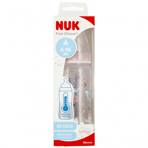 NUK First Choice Plus Baby Bottle with Temperature Control 300ml 6-18m, Bambi