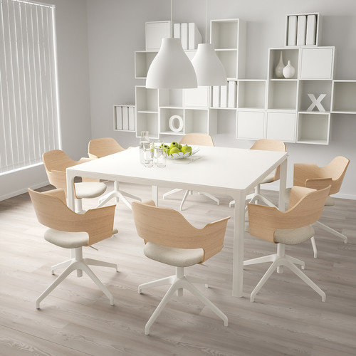 FJÄLLBERGET Conference chair, white stained oak veneer, Gunnared beige light beige