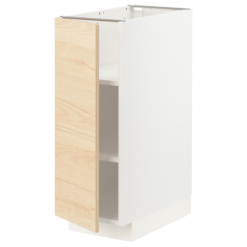 METOD Base cabinet with shelves, white/Askersund light ash effect, 30x60 cm