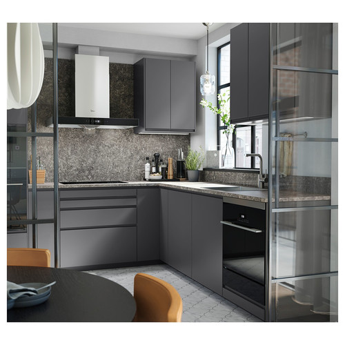 EKBACKEN Worktop, dark grey, marble effect laminate, 186x2.8 cm