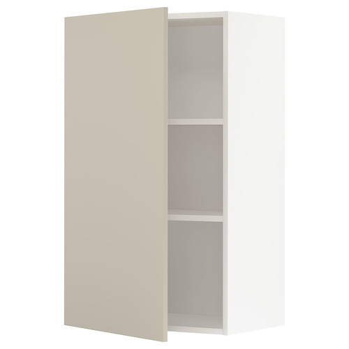 METOD Wall cabinet with shelves, white/Havstorp beige, 60x100 cm