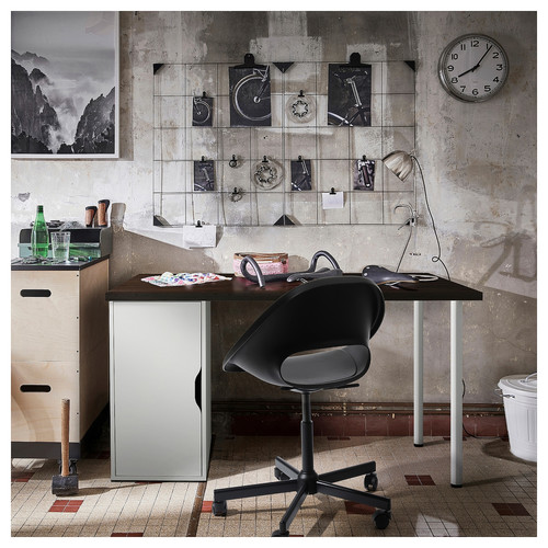 LAGKAPTEN / ALEX Desk, black-brown/white, 140x60 cm