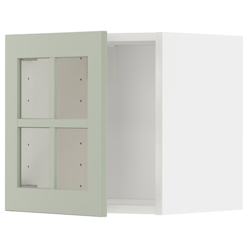 METOD Wall cabinet with glass door, white/Stensund light green, 40x40 cm