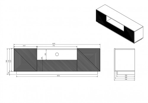 TV Cabinet Asha 167 cm, matt white