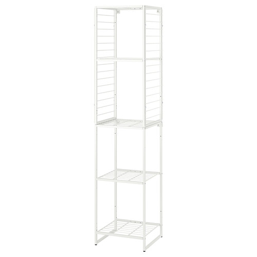 JOSTEIN Shelving unit with grid, in/outdoor/wire white, 42x40x180 cm