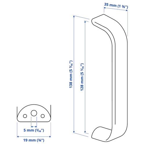 KALERUM Handle, stainless steel colour, 138 mm, 2 pack