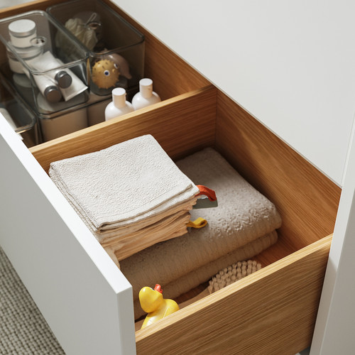 HAVBÄCK / TÖRNVIKEN Wash-stnd w drawers/wash-basin/tap, white/black marble effect, 102x49x79 cm