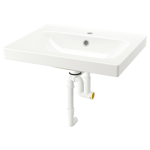 ORRSJÖN Wash-basin with water trap, white, 62x49 cm