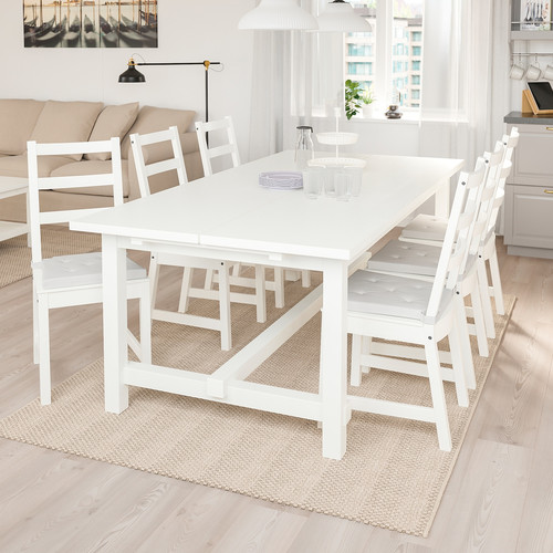 NORDVIKEN Extendable table, white, 210/289x105 cm