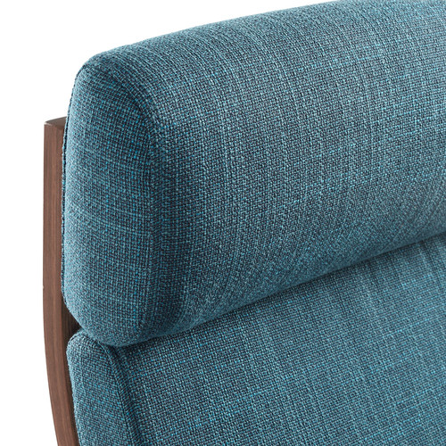 POÄNG Armchair and footstool, brown/Hillared dark blue