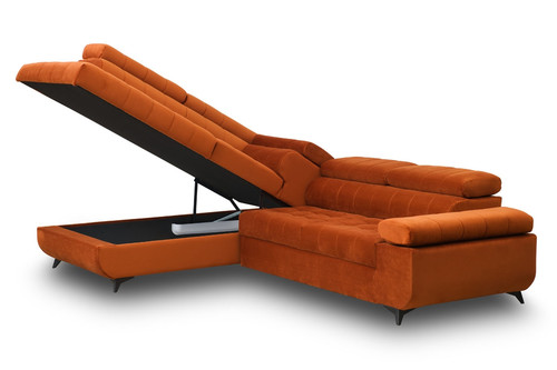 Corner Sofa-Bed Left Dragonis Brick Red/Orange Salvador 14 Agmamito