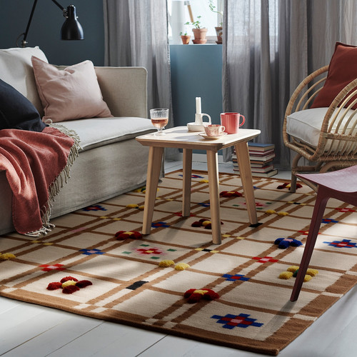 KNYLHAVREN Rug, flatwoven, brown/handmade, 170x240 cm