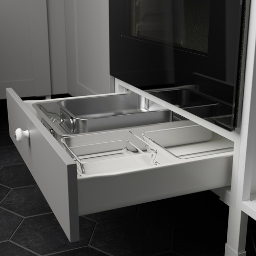 ENHET Kitchen, white, grey frame, 223x63.5x222 cm