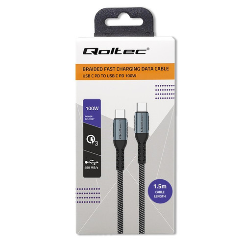 Qoltec Cable USB-C 1.5m, black