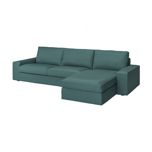 KIVIK 4-seat sofa with chaise longue, Kelinge grey-turquoise