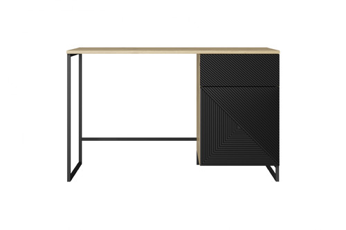 Desk with Drawer Asha 120 cm, artisan, matt black, black frame