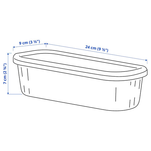 RYKTA Storage box with lid, transparent, 9x24x7 cm/0.5 l