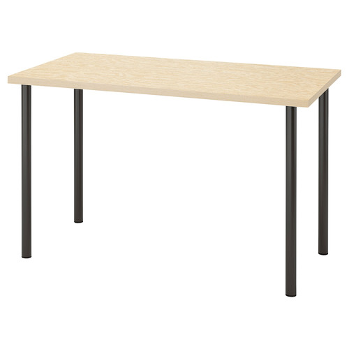 MITTCIRKEL / ADILS Desk, lively pine effect black, 120x60 cm