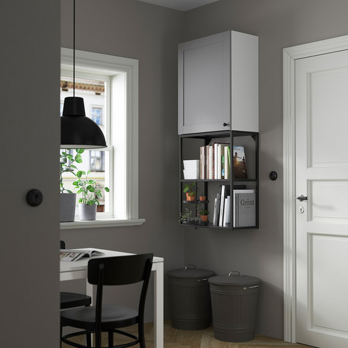 ENHET Wall storage combination, anthracite, grey frame, 60x30x150 cm