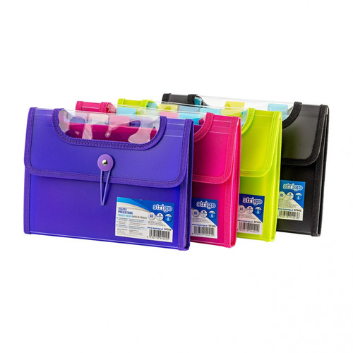 Document Folder with 6 Pockets A5 25mm, pink