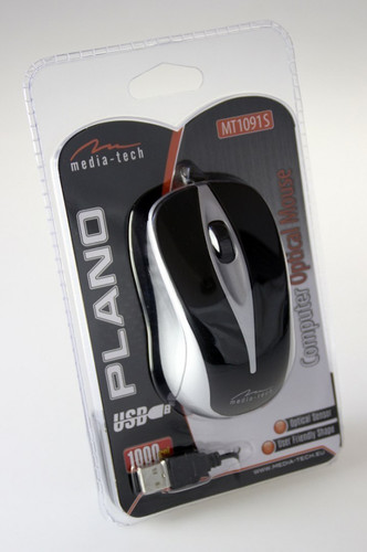 Media-Tech Optical Wired Mouse Plano, black-silver