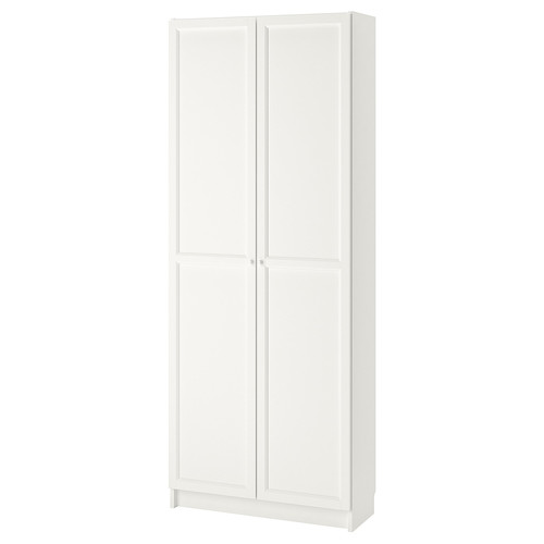 BILLY / OXBERG Bookcase with doors, white, 80x42x202 cm