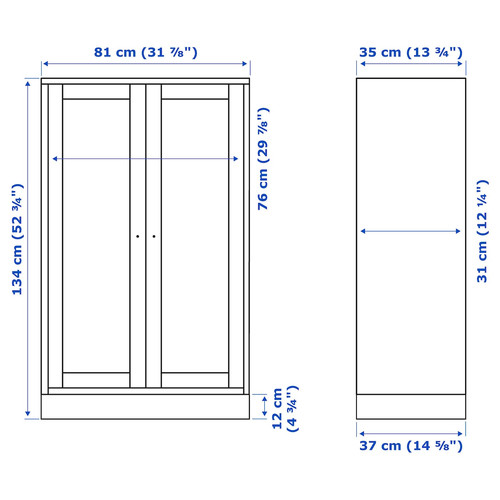 HAVSTA Cabinet with plinth, grey-beige, 81x37x134 cm