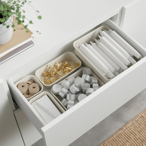 BESTÅ Storage combination with drawers, white/Selsviken high-gloss/white, 180x42x65 cm