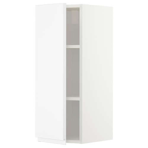 METOD Wall cabinet with shelves, white/Voxtorp matt white, 30x80 cm