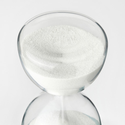 EFTERTÄNKA Decorative hourglass, clear glass/white, 10 cm