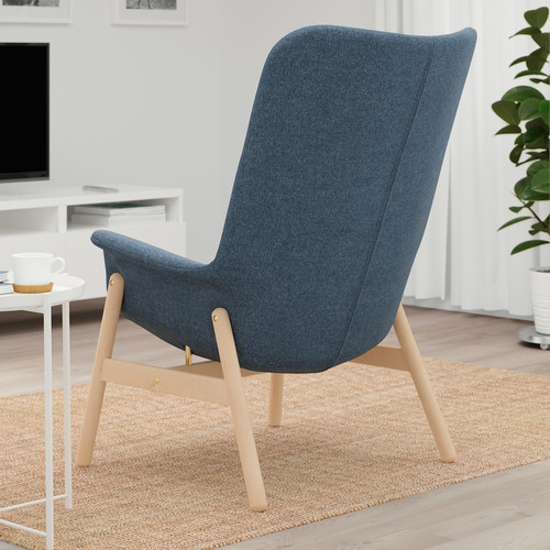 VEDBO High-back armchair, Gunnared blue