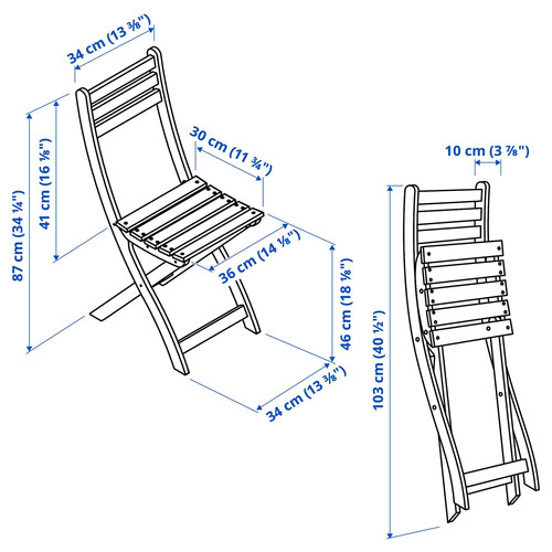 ASKHOLMEN Table+4 folding chairs, outdoor, dark brown/Kuddarna light grey-beige, 143x75 cm