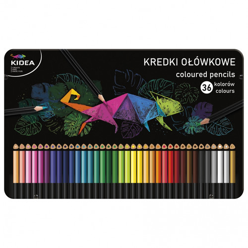 Kidea Triangular Coloured Pencils 36 Colours in Metal Box