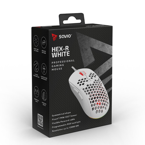 Savio Optical Wired Gaming Mouse HEX-R White