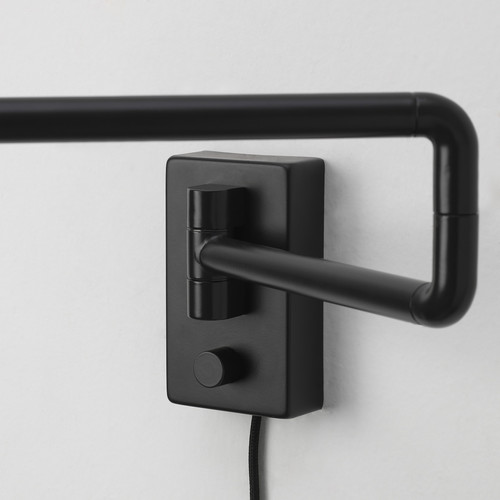 NYMÅNE Wall lamp w swing arm, anthracite