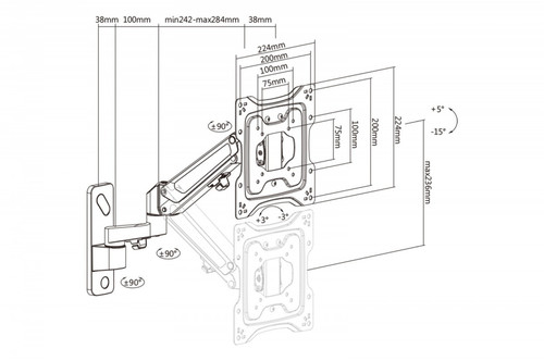 Digitus Monitor Wall Mount 23-43" 23kg DA-90428