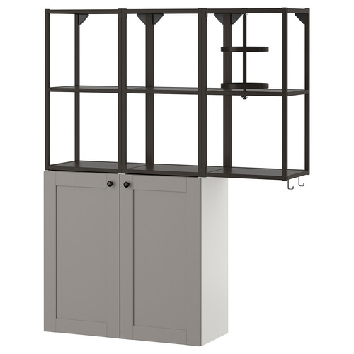 ENHET Wall storage combination, anthracite, grey frame, 120x30x150 cm