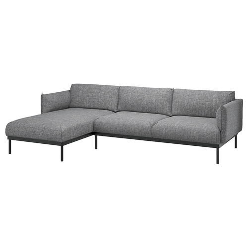 ÄPPLARYD 3-seat sofa with chaise longue, Lejde grey/black