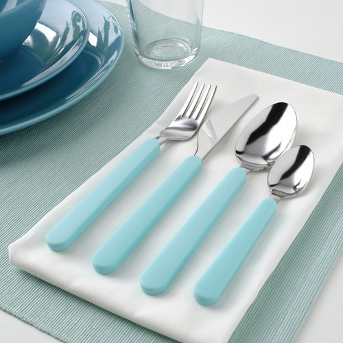 UPPHÖJD 16-piece cutlery set, turquoise