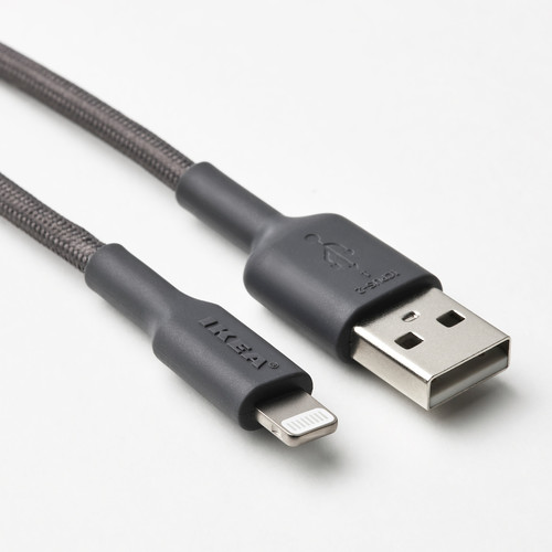 LILLHULT USB-A to lightning, dark grey, 1.5 m