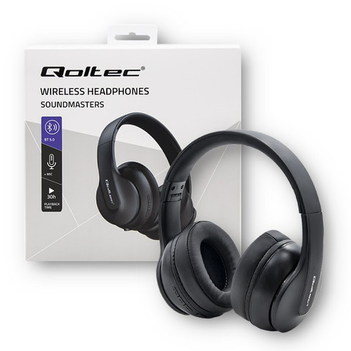 Qoltec Soundmasters Wireless Headphones with Microphone | BT 5.0 AB, black