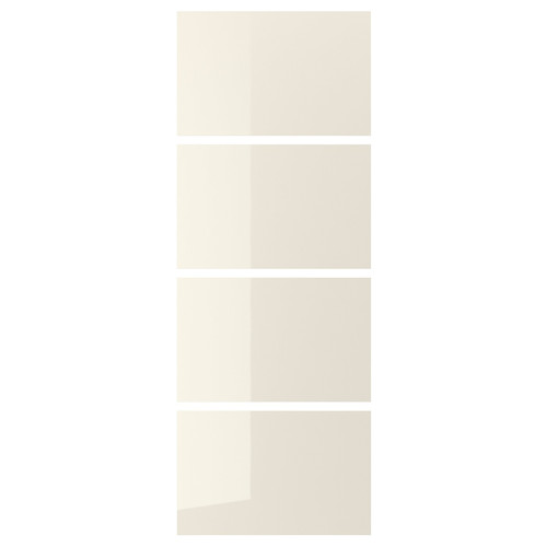 HOKKSUND 4 panels for sliding door frame, high-gloss light beige light beige, 75x201 cm